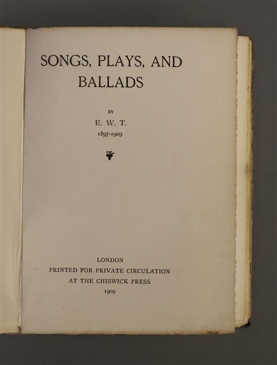 First World War Poetry and Prose: Tennant, Edward Wyndham - Worple Flint and Other Poems, 8vo,